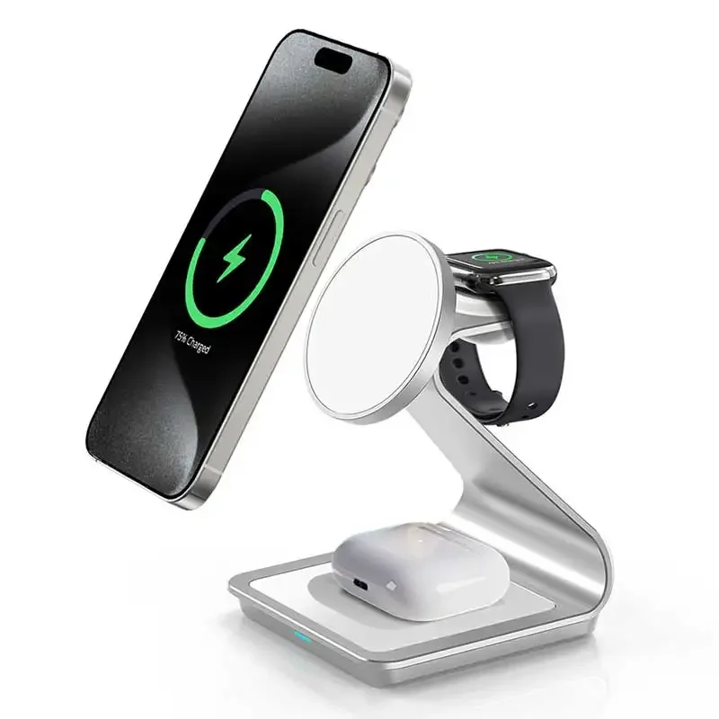 

3in1 Wireless Charger for Iphone 15W Fast Charge Magnetic 3 in 1 Wireless Charger Station