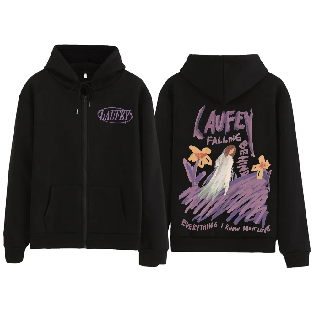 Laufey The Goddess Tour Zipper Hoodie Everything I Know about Love Bewitched Harajuku Pullover Sweatshirt Zip Up Jacket Coats