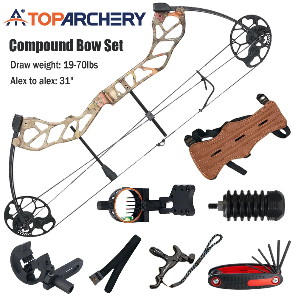 

19-70LBS Compound Bow Set with Accessories Archery Adjustable Draw Length IBO 320 FPS for Outdoor Hunting Target Shooting