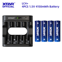 XTAR 4PCS AA 4150mWh 1.5V Li-Ion Rechargeable Battery+XTAR LC4 Charger Mix-charging AA&AAA Batteries  With LED Indicator