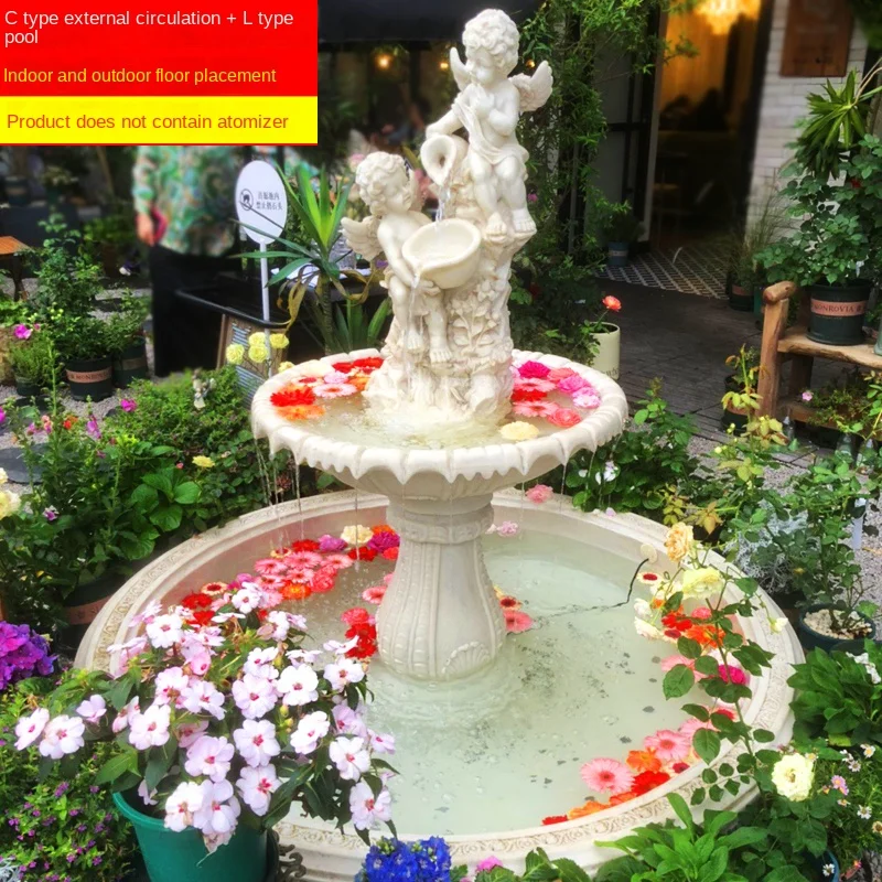 Water Fountain Living Room Sculpture Outdoor Rockery Fish Pond Courtyard Floor to Floor Decoration