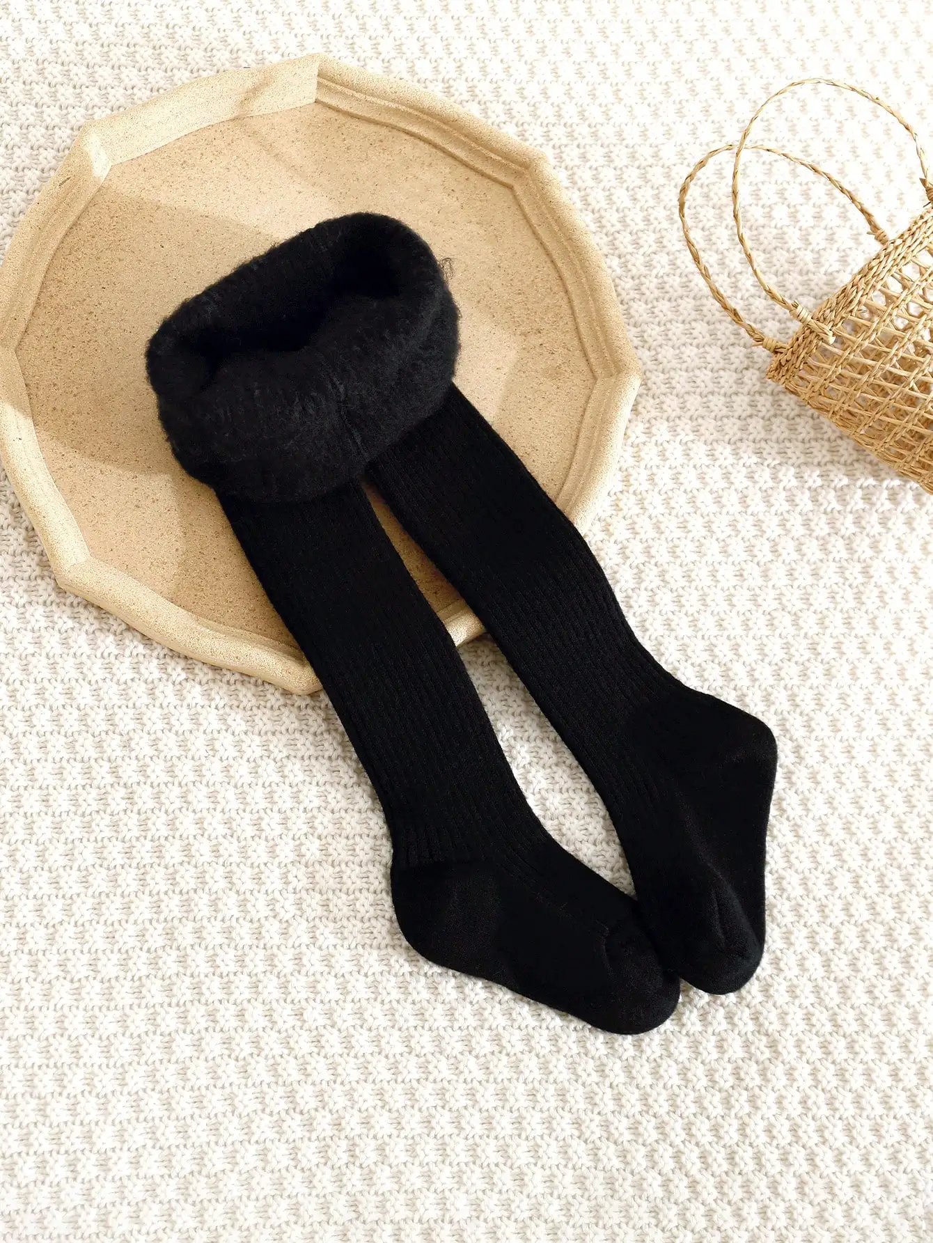 1 Stück Kinder-Strumpfhose mit vertikalen Rippen und Fleece-Futter, einfarbig, warm, weich, bequem, Leggings für Herbst und Winter, ideal für den täglichen Gebrauch im Freien. – Detail 12