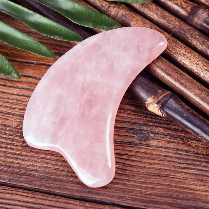 Natural Rose Quartz Scraping Plate Body Facial Eye Scraping Plate Acupuncture Massage Relaxation Health Gift