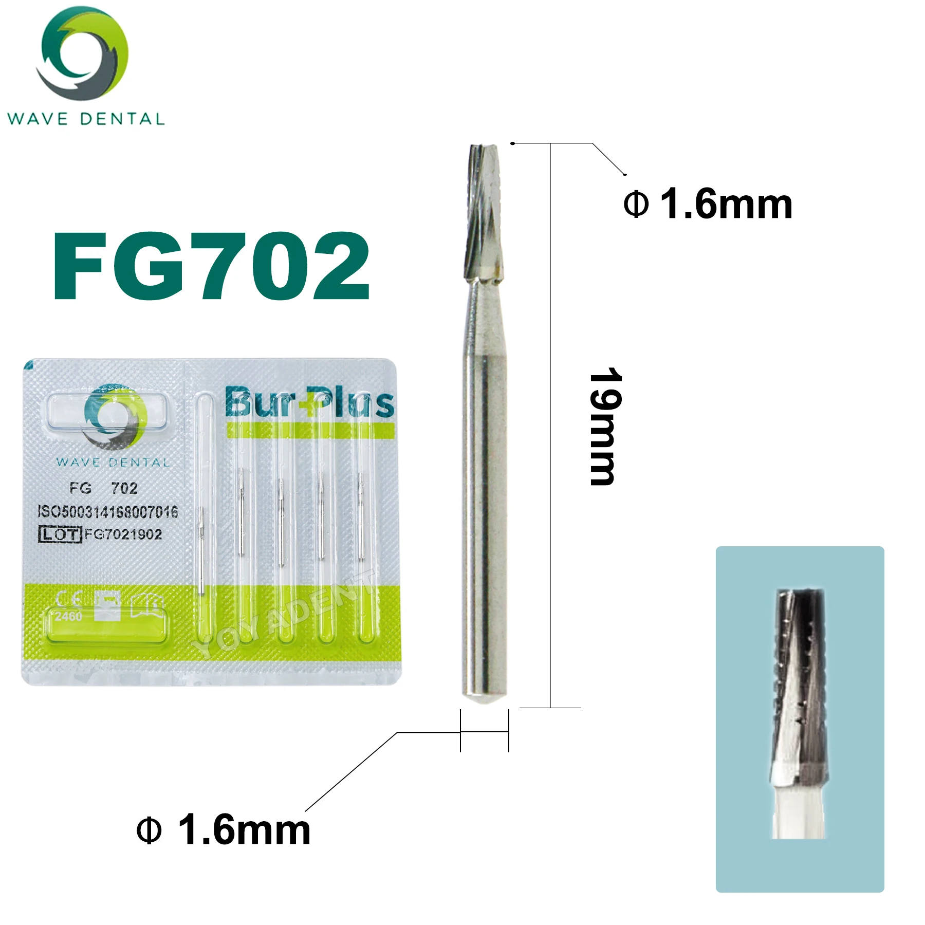 WAVE Dental Burs Tungsten Carbide Burs Tapered Fissure Head FG 701 701L 702 702L 703 Fit High Speed Handpiece Dentistry Drill - Image 3