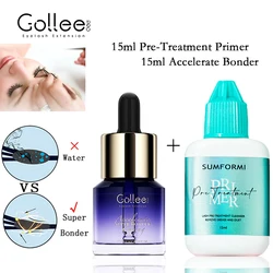 Gollee Primer Lash Extensions 15ML Eyelash Cleaner Primer Super Bonder Eyelashe Preparation Cleaner Bonder Lash with Aloe Makeup