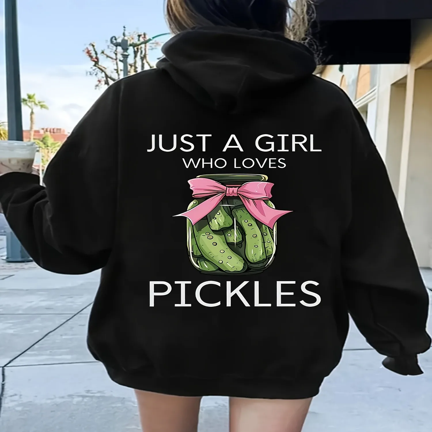 Womens Funny Pickle Lovers TShirt Loose Fit Pullover Sweatshirt with Cucumber Graphic Just a Who Loves Pickles Print TShirt Sweater for Pickle Addicts Machine Washable AllSeason Casual unisex hoodie, long sleeve hoodie