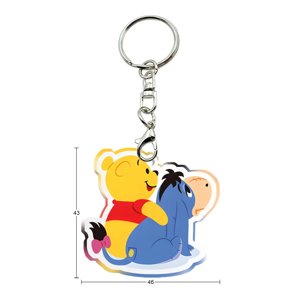 

Transparent Keychain Acrylic Cartoon Disney Winnie The Pooh Key Chain Photo Bad Pendants Printing Design Game Keychains Charms