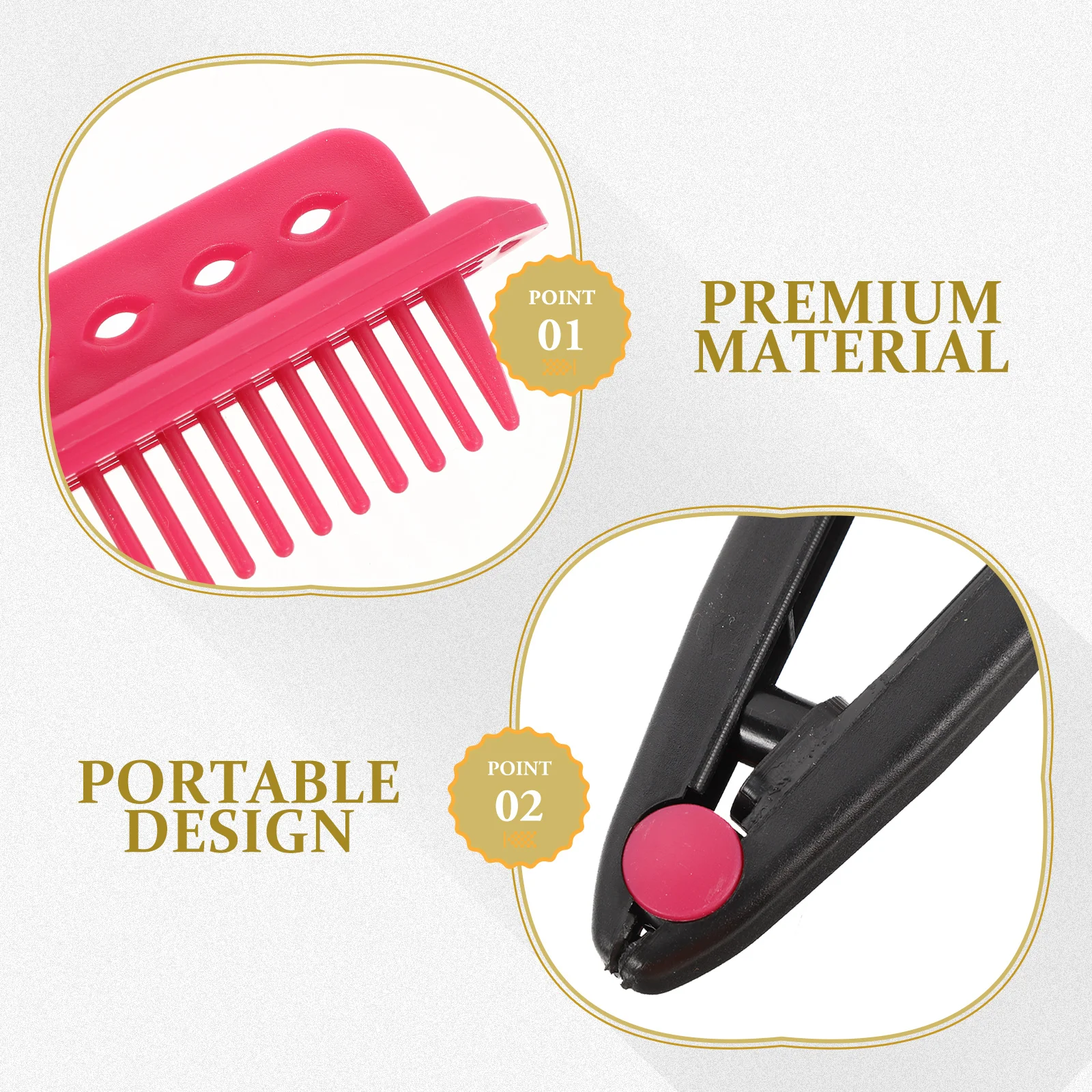 

Clip-On V-Shaped Hair Styling Comb Black Rosy Diy Salon Tool For Straightening Hair Damage-Free Portable Scalp Care