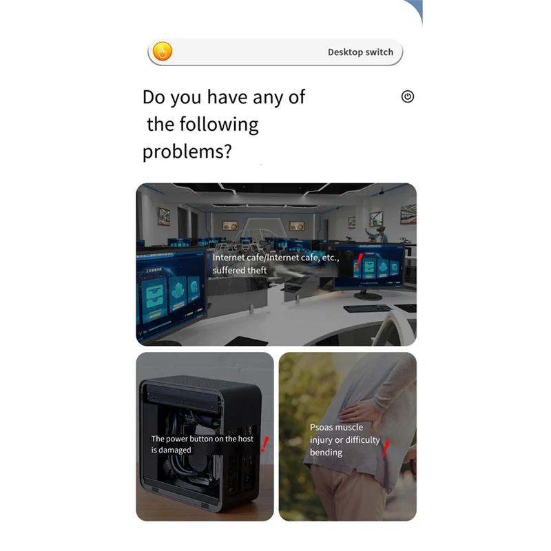 B03B-Computer Desktop Switch PC Motherboard Externer Start LED-Licht Power ON/OFF Runder Knopf 2M Verlängerungskabel Einfach zu bedienen Wh