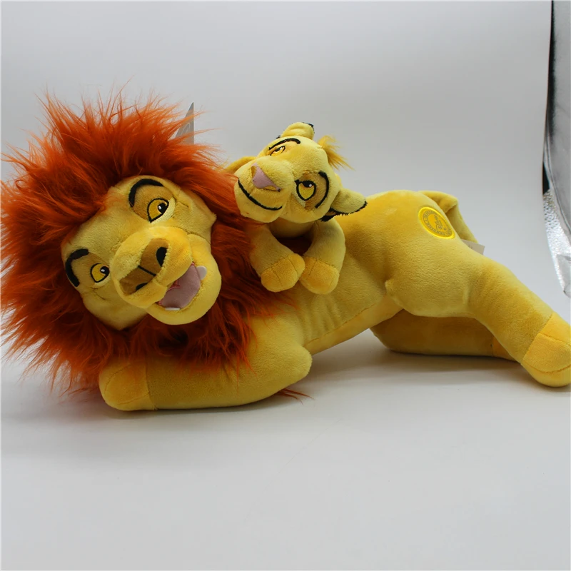 Disney The Lion King Adult DAD Mufasa and Son Simba LION lying Plush Toy Stuffed Animals 45cm Kids Toys Children Christmas Gifts
