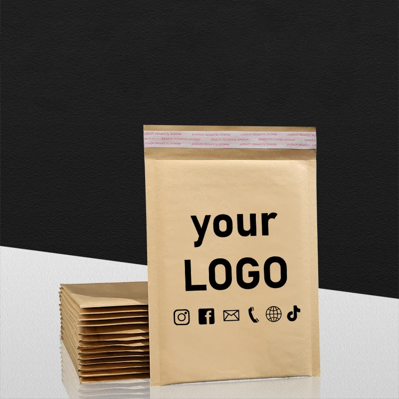

50 thick yellow kraft paper envelope bags self-adhesive thickened mailing bags waterproof express bags with printed logo