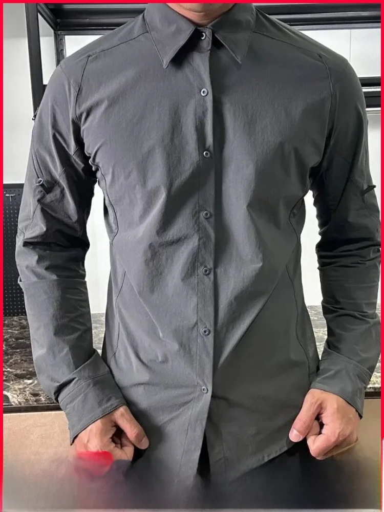 

Functionali Meets Sle 3D Tailored Long Sve Casual irt for Men Outdoor Commuting Versatile Nylon Sportswear