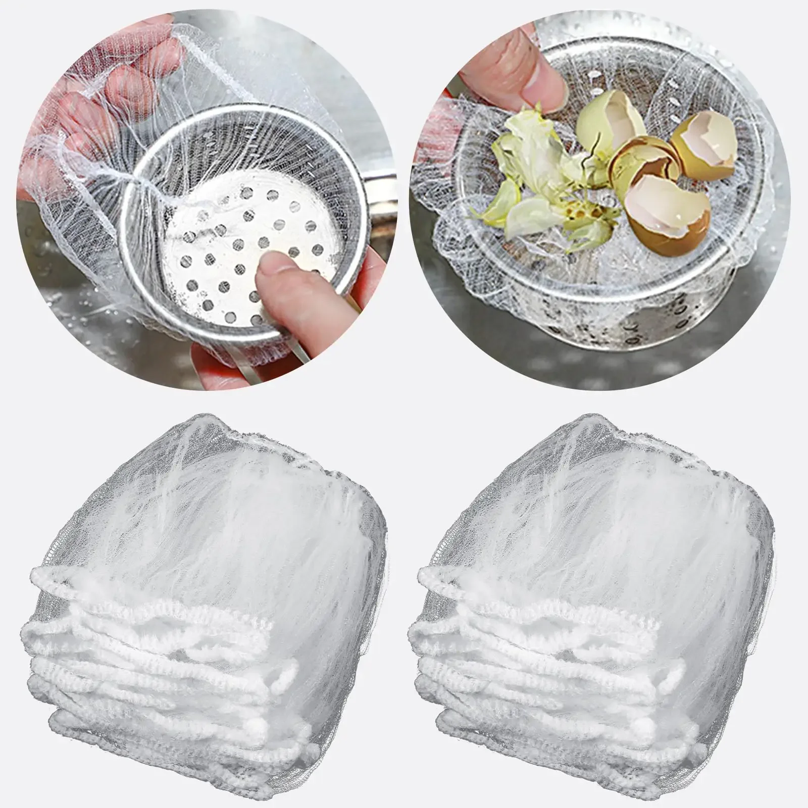 100 PCS Kitchen Drains Strainers Mesh Bag Disposable Sink Net Strainer Filter Bags for Collecting Food Waste Garbage