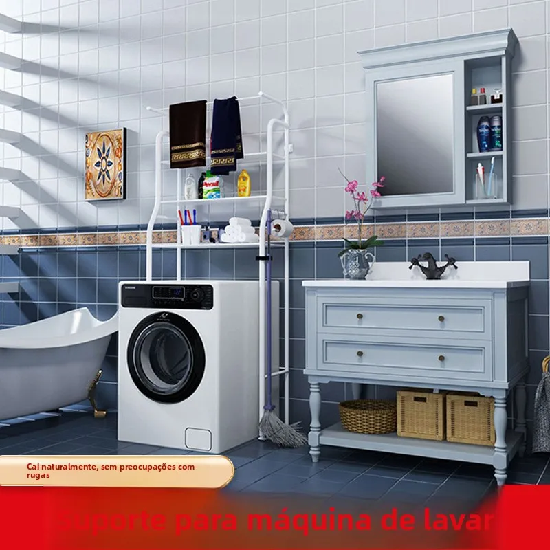 modern-simple-iron-laundry-washing-machine-storage-rack-bathroom-organizer-no-drilling-required-free-standing-shelf