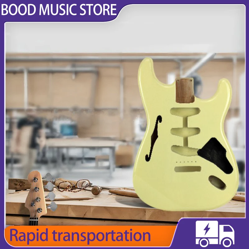 

Strtocast Thinline Electric Guitar Alder Wood Body With F Holes Yellow Body in High Gloss Finished for SSS Semi-hollow DIY Body