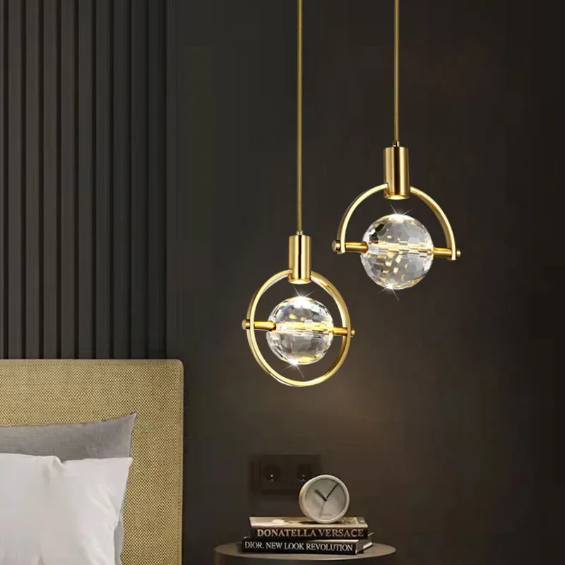 TechHPNordic Light Luxury Bedroom Bedside Hanging Lamp Restaurant Bar Pendant Lighting Diamond