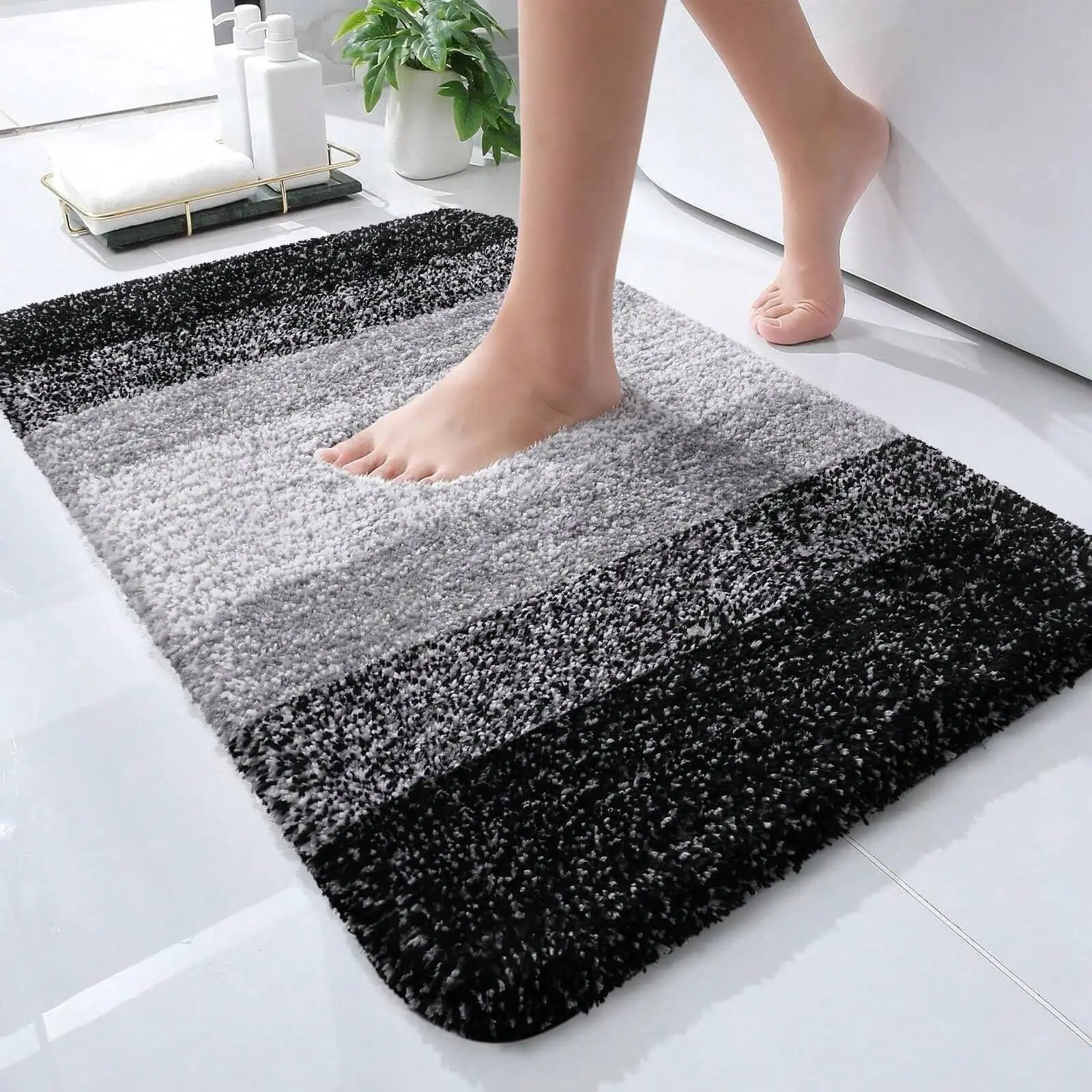 VIKAMA Synthetic Cashmere Plain Printed Bathroom Carpet For Bathrooms Bedrooms Living Rooms Entrance Door Mats For Home Decor