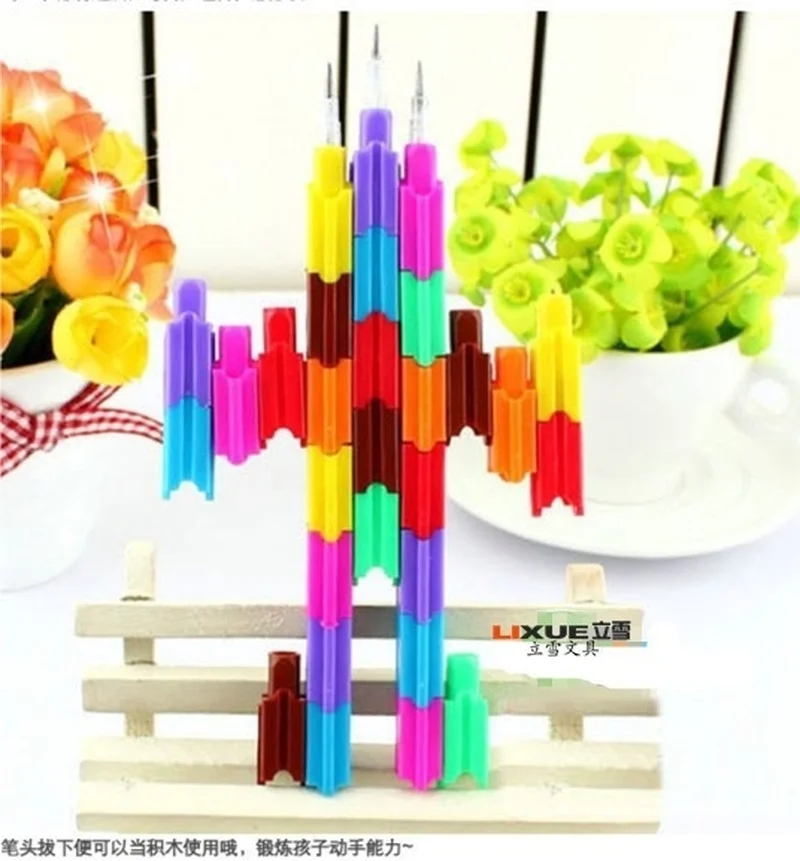 5Pcs/lot Creative Rainbow Stacker Swap Pencils Building Block Non-Sharpening Pencil Writing Pencil for Kids Cute Pencils
