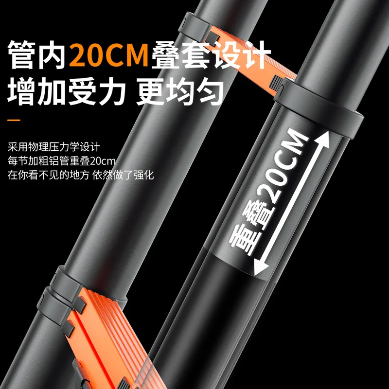 Home-use metal single-sided multi-functional telescopic extension ladder, thickened folding portable engineering lifting ladder
