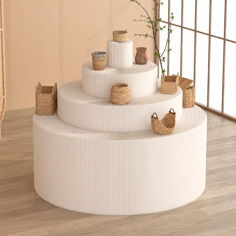 Simple Creative Paper Art Nakajima Display Stand for Exhibition Hall Window Floor to Ceiling Product Showcase Cylindrical