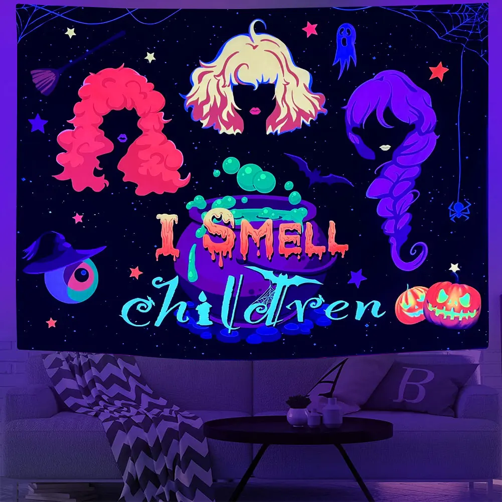 

Halloween Party Fluorescent Tapestry Wall Hanging Carpet Room Decor (145x130cm)