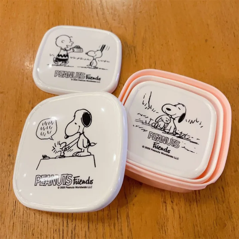 3pcs Snoopy Lunch Box portatile Cartoon studenti Fruit Case Set Office School Anime Picnic Kids Food Container Storage Bento Box