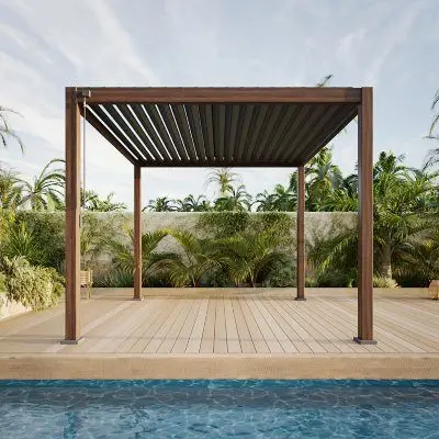Windproof Rainproof Outdoor Leisure Garden Pavilion Sturdy Structure Chinese Design Style Gazebo Matte Texture Casual Pergola