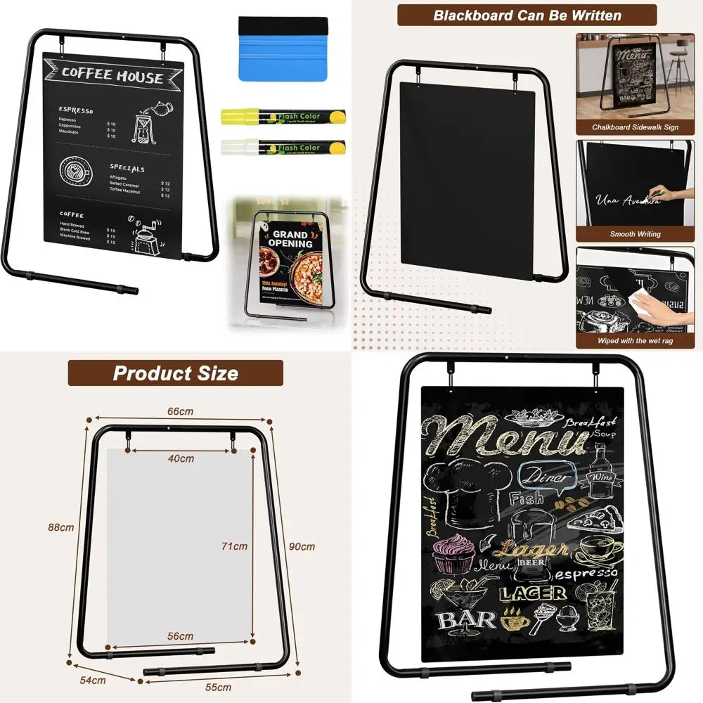 Two-Sided Swing Chalkboard & Poster Sign for Outdoor Use: Ideal for Restaurants, Cafes, and Events