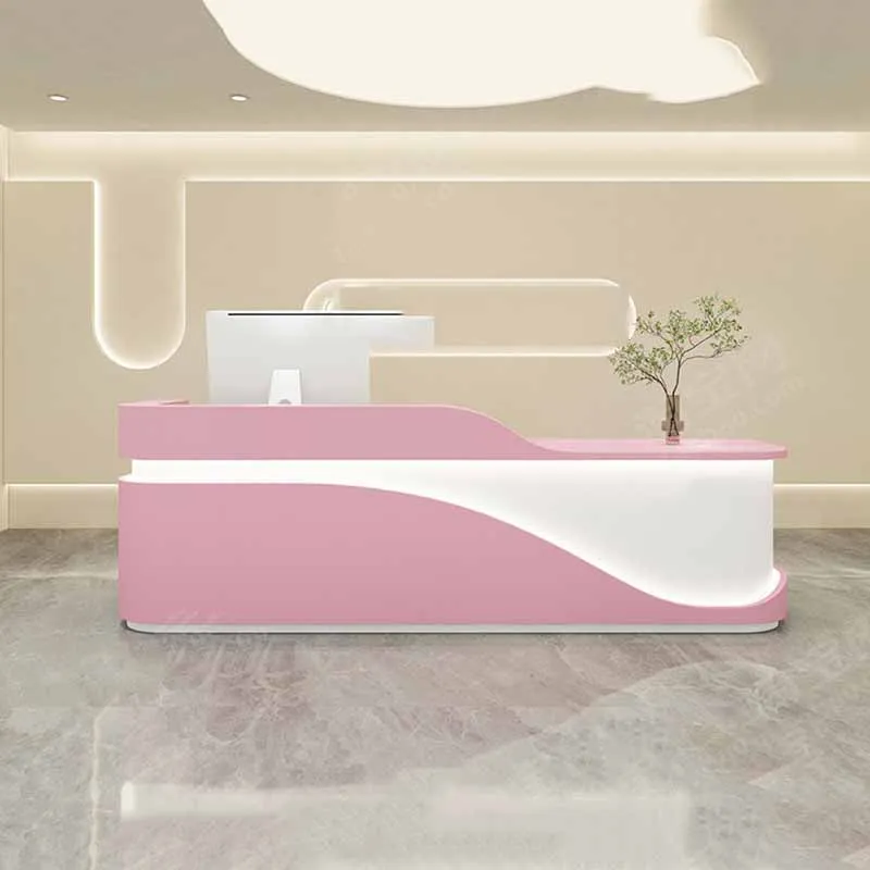 Curved Luxury Reception Counters Large Organizer Business Clinic Desk Reception Classic Arched Empfang Theke Office Furniture