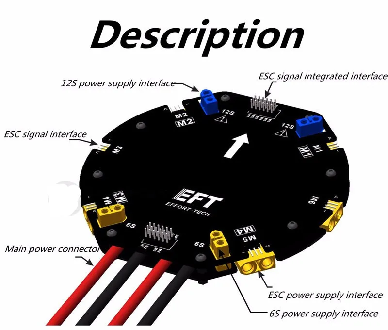 EFT Große Stromverteilungsplatine PDB-Platine 12S 480A für landwirtschaftliche Drohne Quadcopter Hexacopter