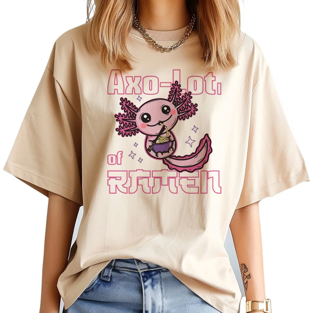 Axolotl t-shirts women streetwear designer Tee female Japanese manga clothing