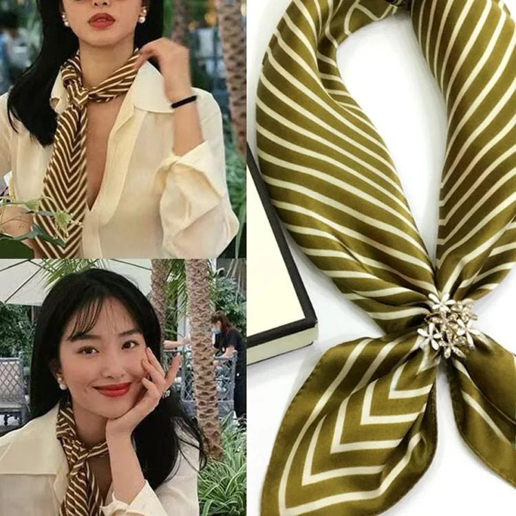 エレガントなシルクスカーフ女性の春秋薄手の高級ギフトシルク高級感マルベリーシルクスクエアスカーフ65x65ヘアバンド