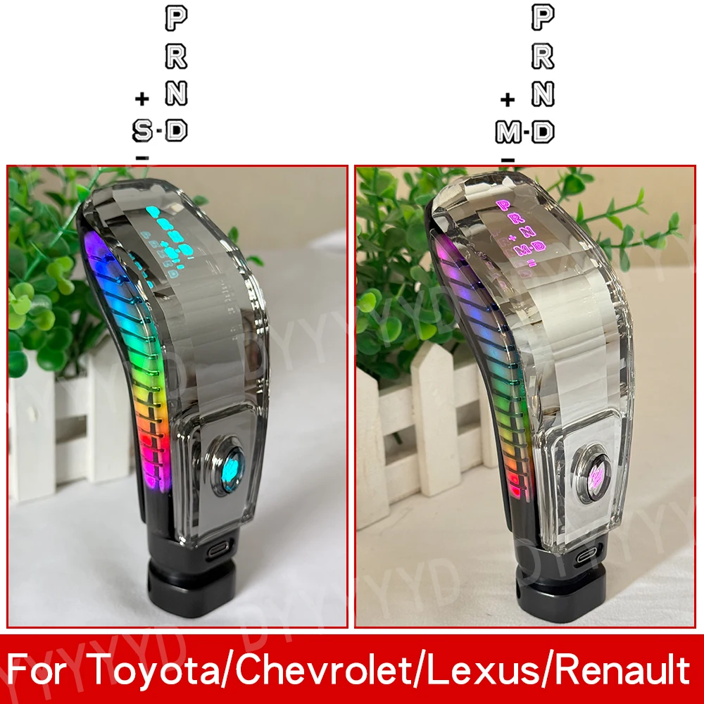 

LED Crystal Gear Shift Knob 7Color Music Rhythm Light Universal Car Accessories For Toyota Lexus Renault Chevrolet Gear Shifter