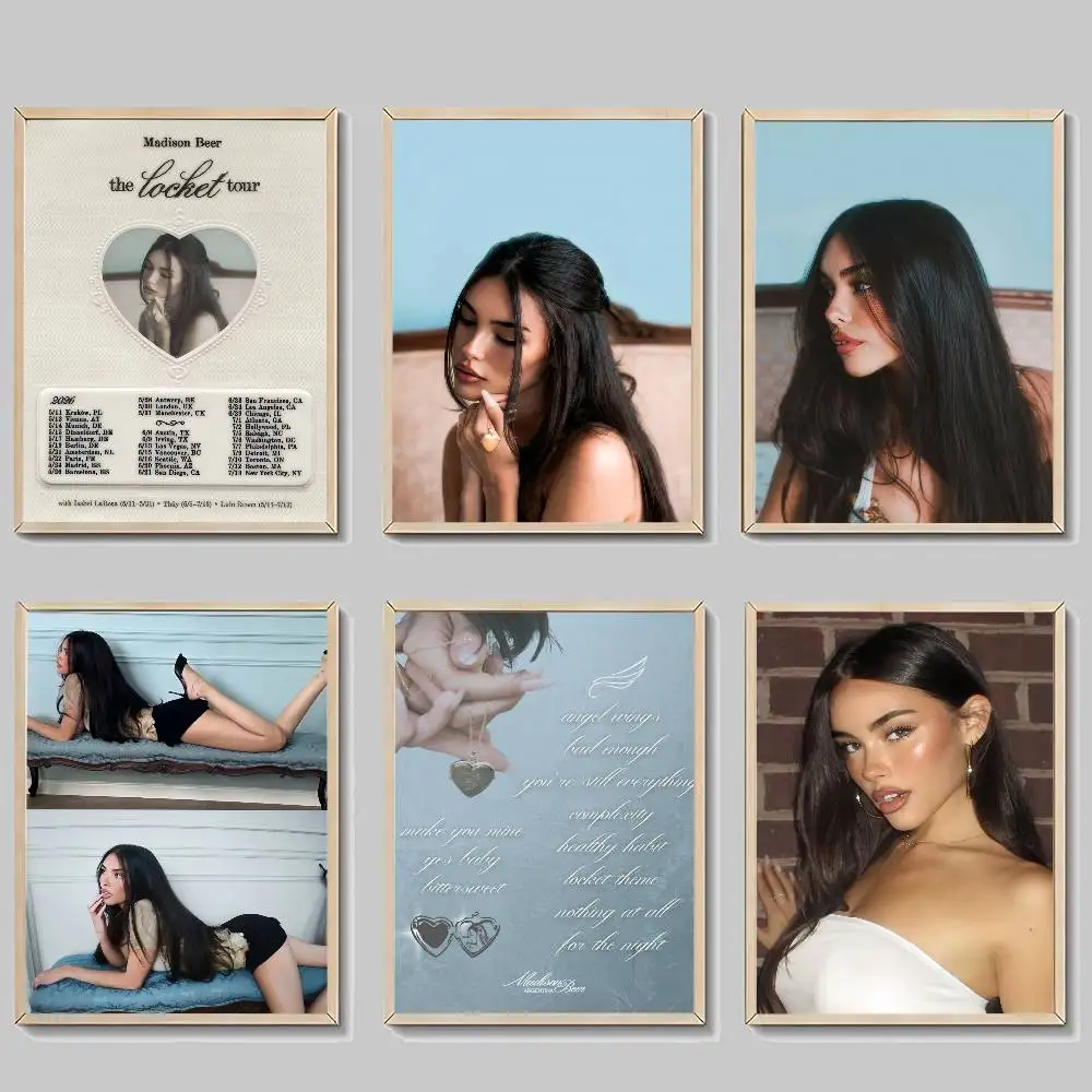 Pósteres de Anime de Alta Gama de la Cantante Madison Beer, Impresiones en Papel Blanco Adhesivo, Decoración Kawaii para Habitación