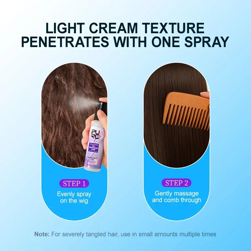 PURC رذاذ الشعر المستعار الذي يترك على الشعر، إصلاح تنعيم الكيراتين، بلسم تالف، العناية بالشعر 100 مل / 3.38 أونصة سائلة