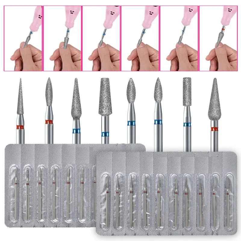 Fresa diamantata per manicure Punte da trapano elettriche per unghie Accessorio Macchina per pedicure Strumento per la rimozione del gel per il trattamento dei bordi delle unghie
