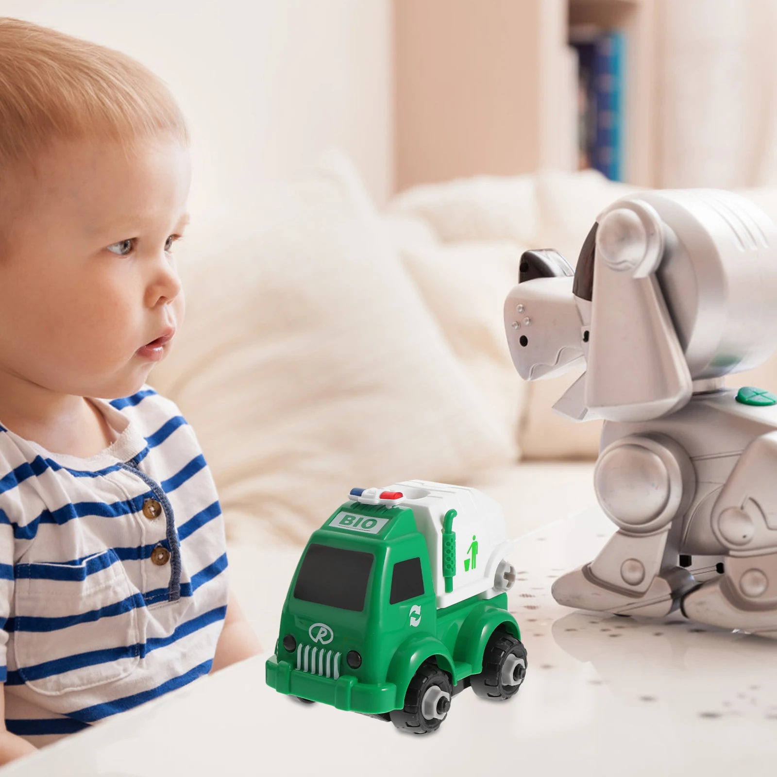 

4 Pcs Sanitation Car Toys Detachable Truck Garbage Sorter Abs Kids Model Car Trash Environmental Protection Toy Remote Control