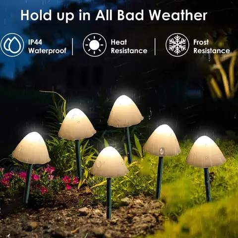 10 luces LED solares tipo seta para exteriores, farolas decorativas impermeables para césped, jardín, Patio, decoración navideña para vacaciones