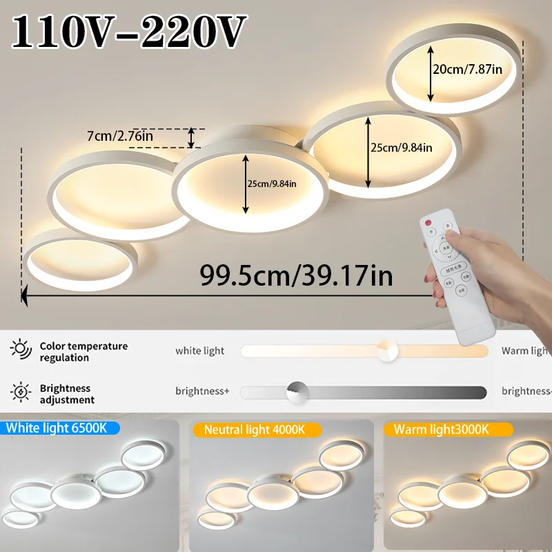 Gouden LED-plafondlamp 110v 220v 3 kleuren dimmen moderne creativiteit afstandsbediening woonkamer slaapkamer aluminium lamp