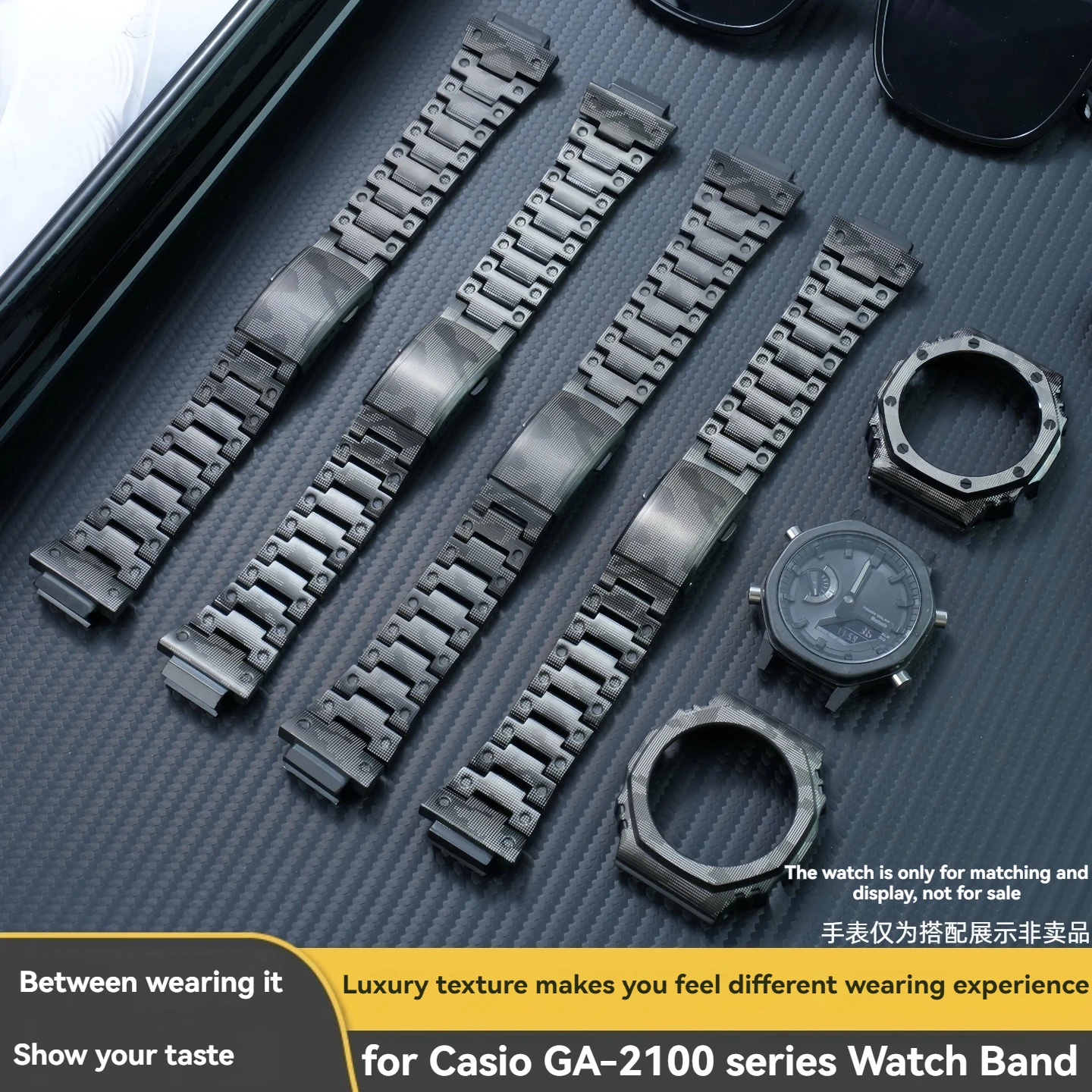 Titanium Alloy Case + Strap Mod Kit for Casioak GA-2100/GA2110 GA-B2100 – Ultra Light Titanium Metal Bezel Band, Upgrade