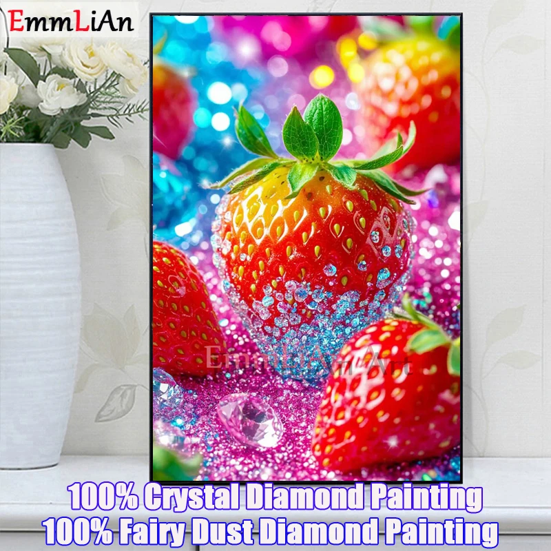 100% Fairy Dust Diamond Painting Fruit Kits Mosaic Embroidery Apple Strawberry Full Crystal Cross Stitch Diamond Art Home Decor