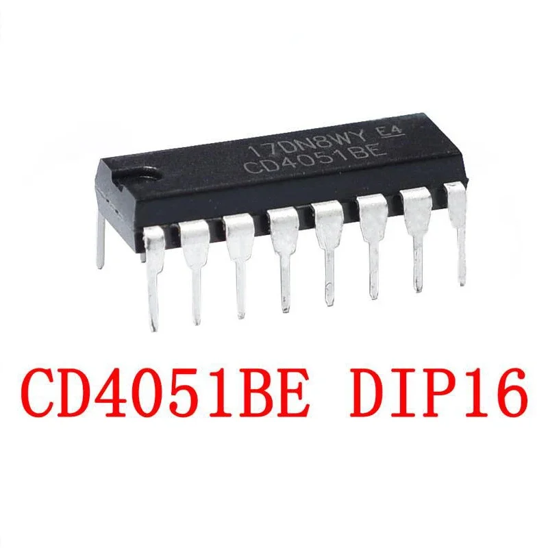 10PCS CD4051BE DIP16 CD4051 CD4051B 4051 DIP-16 CMOS 8-channel multiplexer with logic level switching function IC Chipset