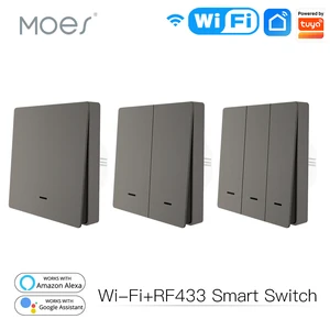 MOES WiFi Smart Push Button Sakelar Lampu Dinding Pemancar RF433 Kehidupan Cerdas Tuya App Remote Control Berfungsi dengan Alexa Google Home 12 sakelar dinding homekit penjualan terbaik - №