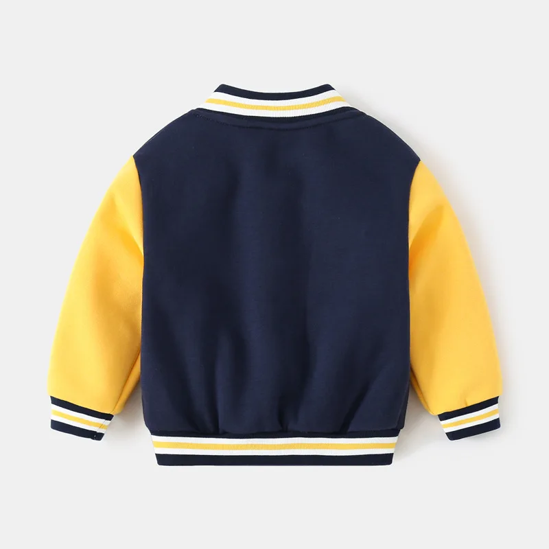 Boys Baseball Uniform Outwear Autumn Winter Casual Thicking Letter Print Cotton Coats V-Neck Children Outfits For Boys 2-8Y
