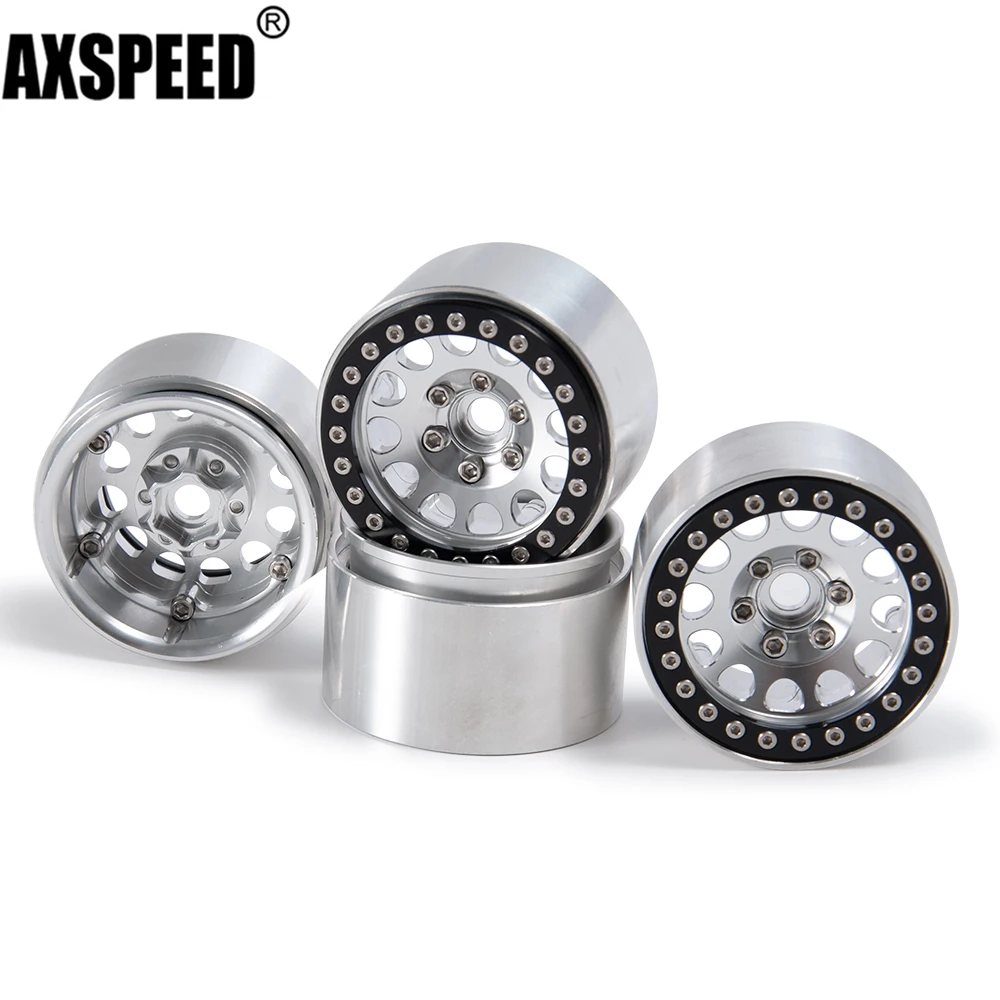 

AXSPEED 4Pcs 35mm Width Alloy 1.9 inch Beadlock Wheel Rim Hub for 1/10 Axial SCX10 90046 TRX4 D90 RR10 Wraith RC Crawler Car