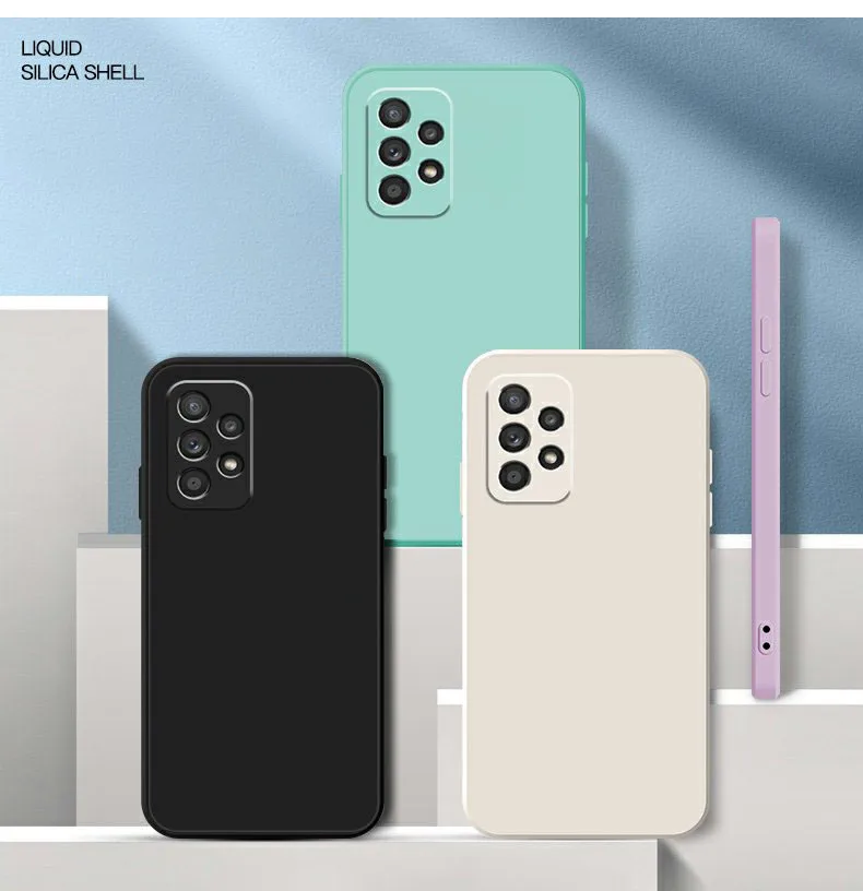 For Samsung A52 Phone Case Samsung Galaxy A12 A22 A32 A42 A52 A52S A72 4G 5G Square Liquid Silicone Soft Back Case Coque