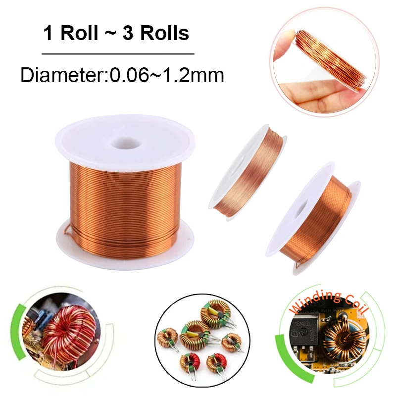 

1Roll-3Rolls copper lacquer wire 0.06mm -1.2mm Cable Copper Wire Magnet Wire Enameled Copper Winding Wire Coil Copper Wire