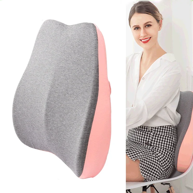 Female Chair Back Pillows Lumbar Support for office chair Space Memory Cotton Home Relieve Sciatica Low Back Pain Waist Cushion