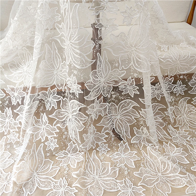 1Yard High Quality Tulle Mesh Lace Fabric Wedding Dress Fabric for Bride Fashion Dress 2024 NEW