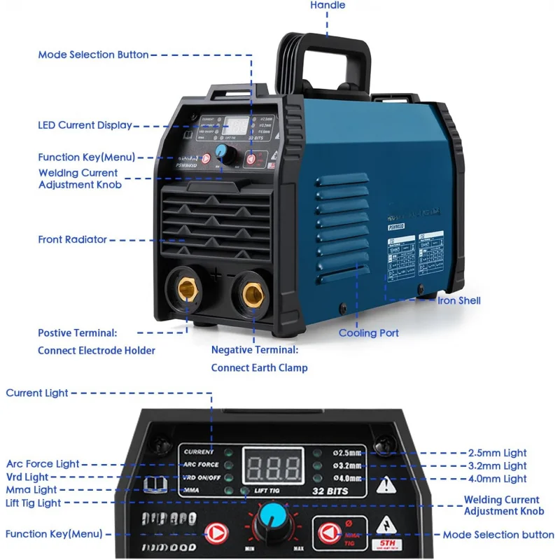 200A ARC Welding Machine, 110V/220V Dual Voltage Welder, IGBT Stick MMA Welder LED Display with Electrode Holder Work Clamp